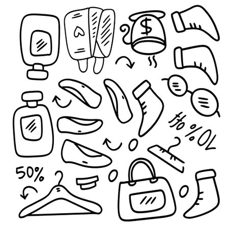 shopping set bundle vector designのイラスト素材