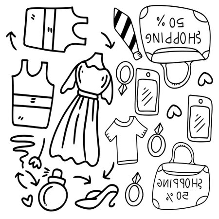 shopping set bundle vector designのイラスト素材
