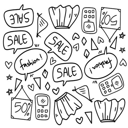 shopping set bundle vector designのイラスト素材