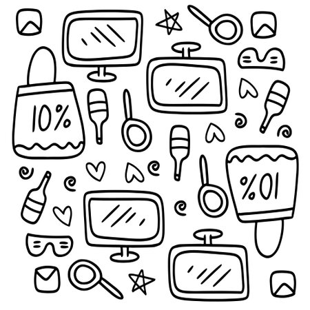 shopping set bundle vector designのイラスト素材