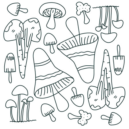 mushroom plant icon set vector designのイラスト素材