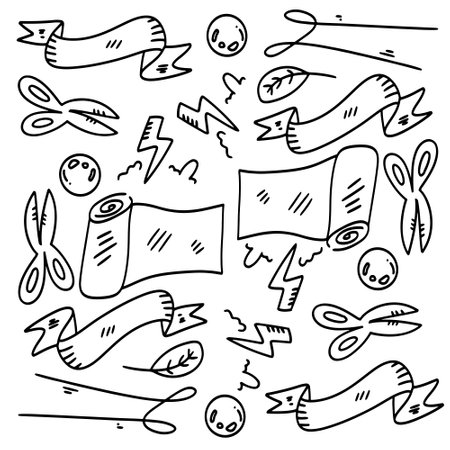 creative set with doodle line style vectorのイラスト素材