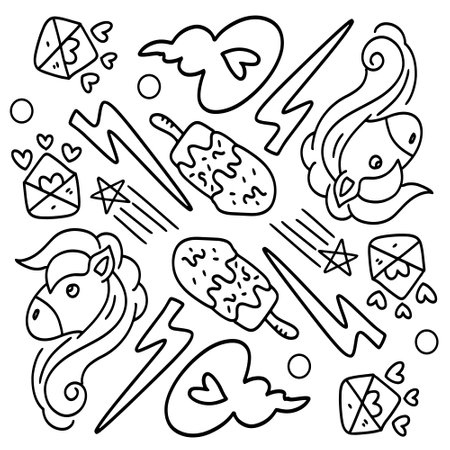 funny kids unicorn set bundle vector designのイラスト素材