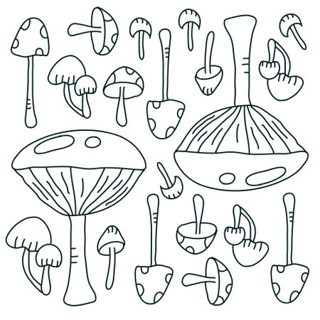 mushroom plant icon set vector designのイラスト素材