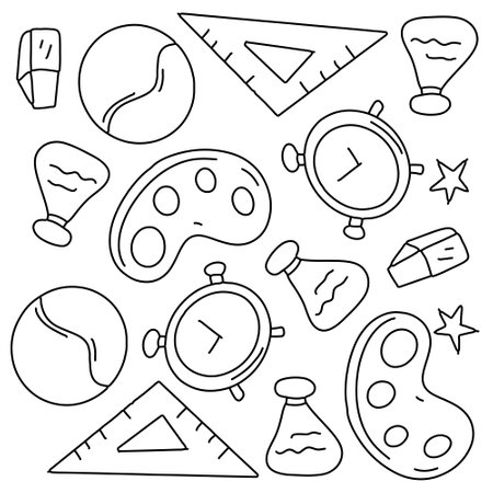 education school icons set with line style vector designのイラスト素材
