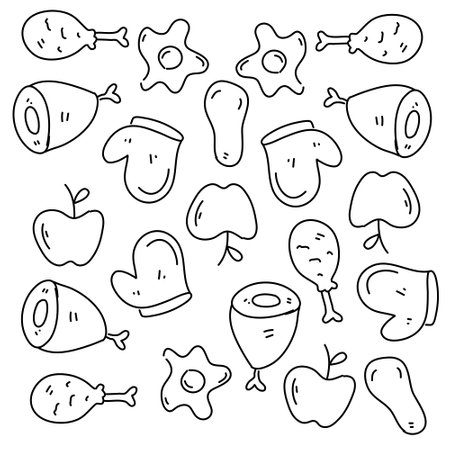 food and drink icons set with line style vector designのイラスト素材