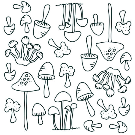 mushroom plant icon set vector designのイラスト素材