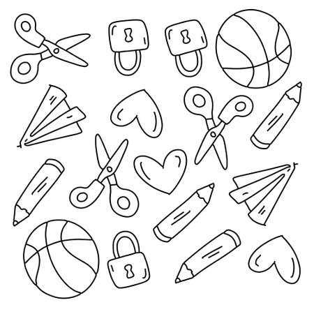 education school icons set with line style vector designのイラスト素材