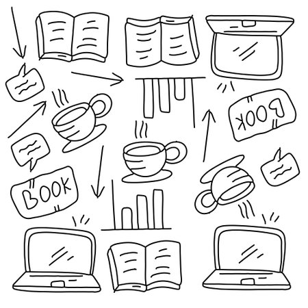 education school icons set with line style vector designのイラスト素材