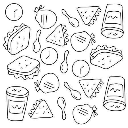 food and drink icons set with line style vector designのイラスト素材