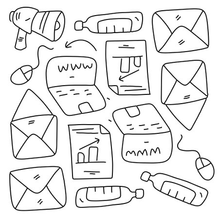 office business icons set with line style vector designのイラスト素材