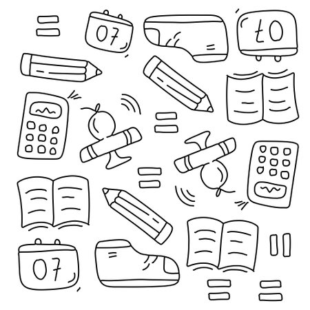 education school icons set with line style vector designのイラスト素材