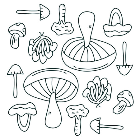 mushroom plant icon set vector designのイラスト素材