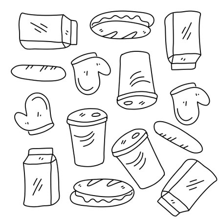 food and drink icons set with line style vector designのイラスト素材