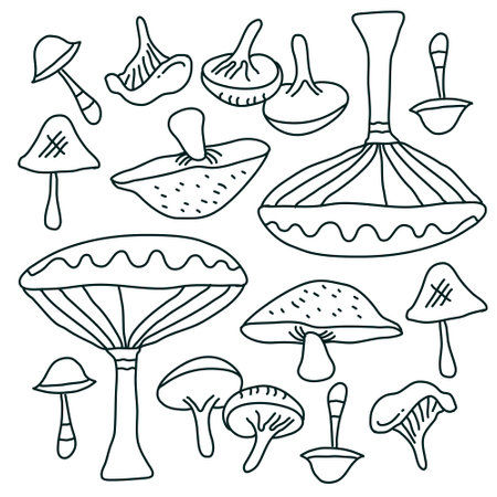 mushroom plant icon set vector designのイラスト素材