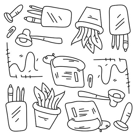 office business icons set with line style vector designのイラスト素材
