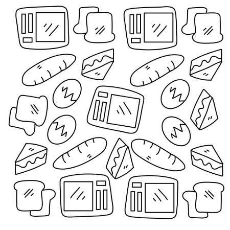 food and drink icons set with line style vector designのイラスト素材
