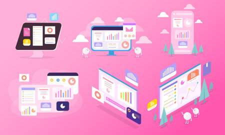 Set of flat design vector illustration concepts for web and mobile development.のイラスト素材