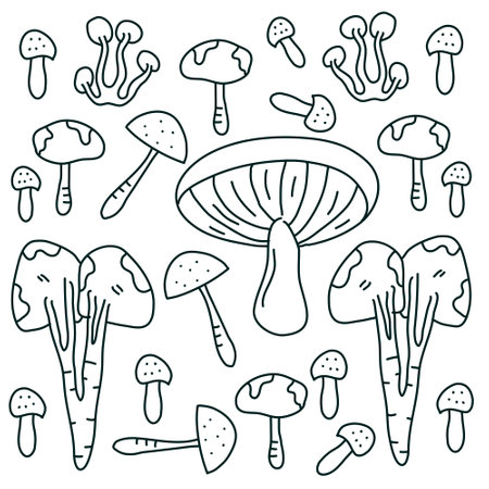 mushroom plant icon set vector designのイラスト素材