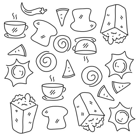 food and drink icons set with line style vector designのイラスト素材