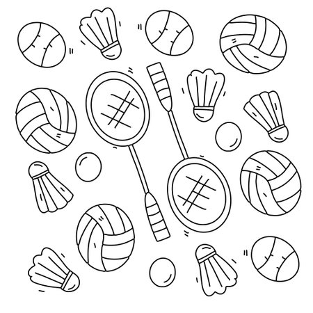 sport icon set with doodle line style vectorのイラスト素材