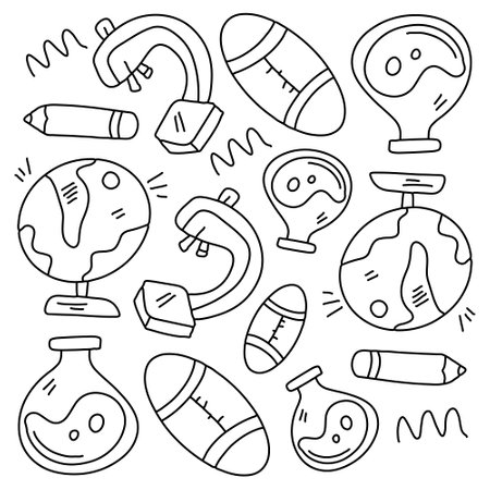 education school icons set with line style vector designのイラスト素材