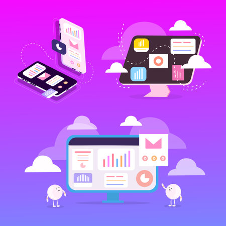 business with computer and infographic vector design &#xD;&#xA;のイラスト素材