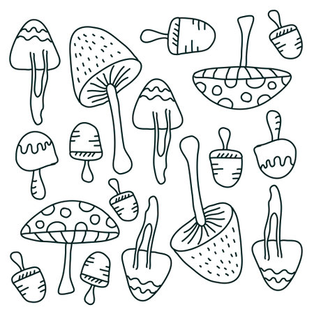 mushroom plant icon set vector designのイラスト素材