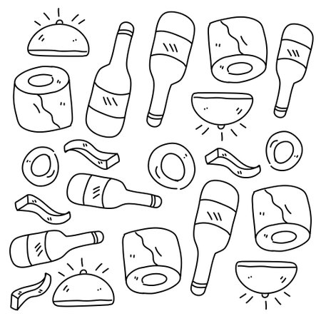 food and drink icons set with line style vector designのイラスト素材