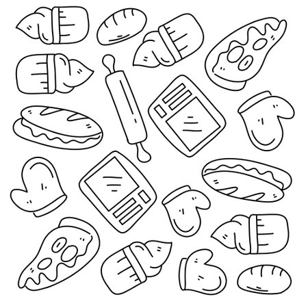 food and drink icons set with line style vector designのイラスト素材