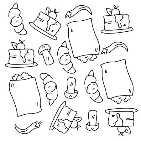 food and drink icons set with line style vector designのイラスト素材