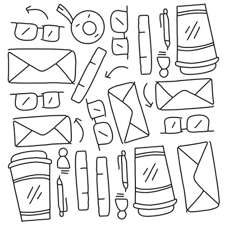 office business icons set with line style vector designのイラスト素材