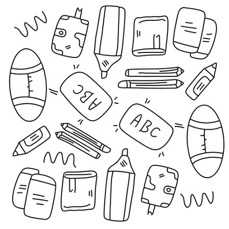 education school icons set with line style vector designのイラスト素材