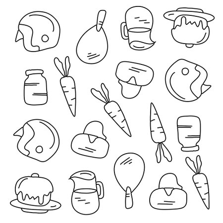 sport icon set with doodle line style vectorのイラスト素材