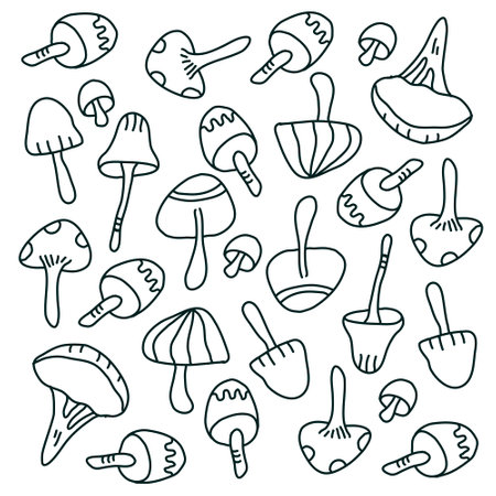 mushroom plant icon set vector designのイラスト素材