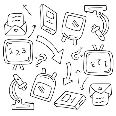 education school icons set with line style vector designのイラスト素材