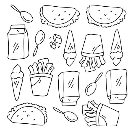 food and drink icons set with line style vector designのイラスト素材
