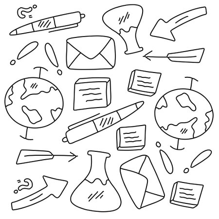 education school icons set with line style vector designのイラスト素材