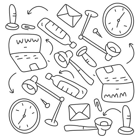 office business icons set with line style vector designのイラスト素材