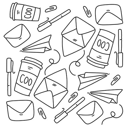 office business icons set with line style vector designのイラスト素材