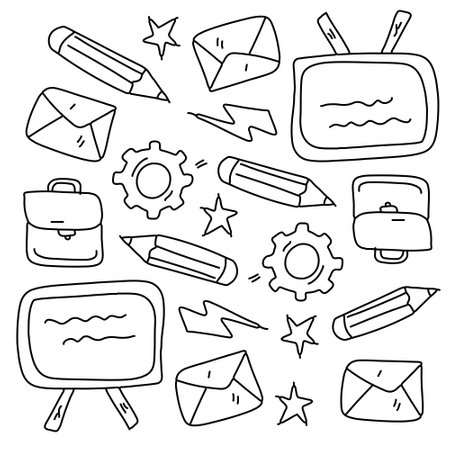 education school icons set with line style vector designのイラスト素材