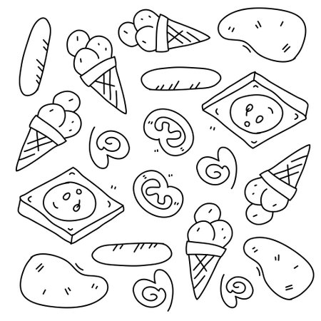 food and drink icons set with line style vector designのイラスト素材