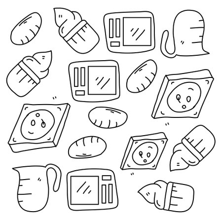 food and drink icons set with line style vector designのイラスト素材