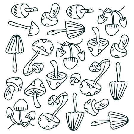 mushroom plant icon set vector designのイラスト素材