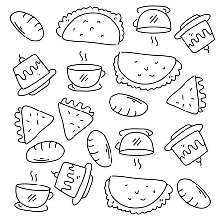 food and drink icons set with line style vector designのイラスト素材