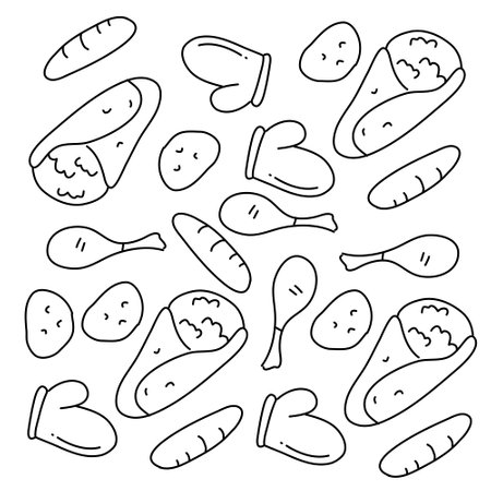 food and drink icons set with line style vector designのイラスト素材