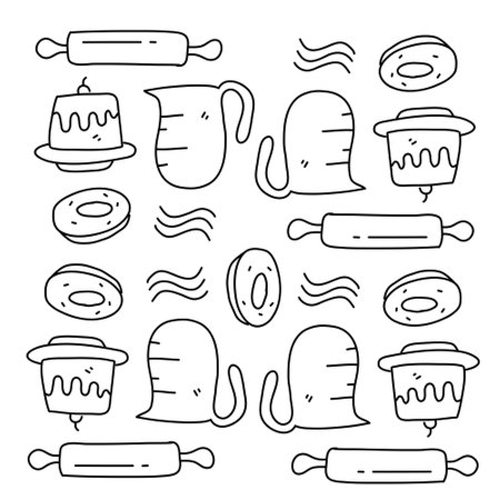 food and drink icons set with line style vector designのイラスト素材