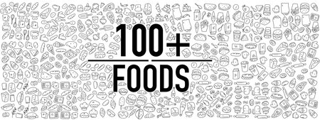 food and drink icons set with line style vector designのイラスト素材