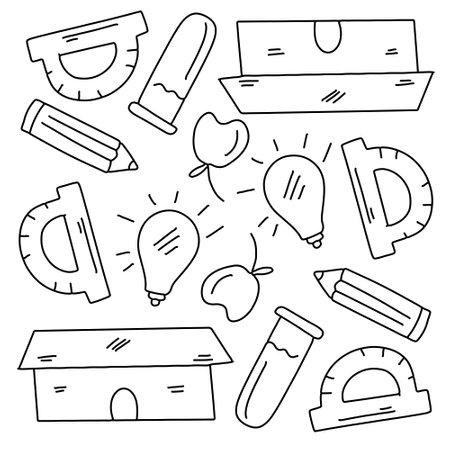 education school icons set with line style vector designのイラスト素材