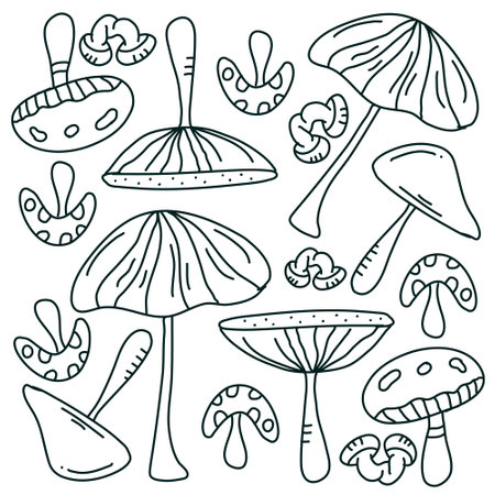 mushroom plant icon set vector designのイラスト素材